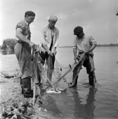 1961, Gábor Viktor, halászat, svájcisapka, folyópart, hal, gumicsizma, Fortepan #193780