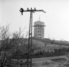 Magyarország, Gödöllő, mikrohullámú állomás építése., 1960, Gábor Viktor, távvezeték, Fortepan #193852