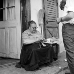 1966, Gábor Viktor, woman, knitting, Fortepan #193871