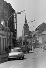 Hungary, Balassagyarmat, Rákóczi fejedelem út, távolban a Szentháromság-templom., 1974, Gábor Viktor, Fortepan #194224