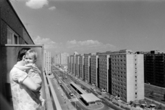 Hungary, Újpalota, Budapest XV., kilátás Zsókavár utca 65-ös számú házból., 1974, Gábor Viktor, Budapest, terminus, concrete block of flats, blocks, Fortepan #194231