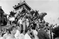 Magyarország, Budapest XIV., Hősök tere, az erdélyi falurombolás elleni tüntetés 1988. június 27-én., 1988, Gábor Viktor, tüntetés, Budapest, rendszerváltás, Fortepan #194578