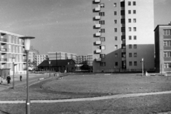 Magyarország, Budapest IX., József Attila lakótelep, az Ifjúmunkás utca a Dési Huber utca felől, a Pöttyös utca irányába nézve., 1961, Gábor Viktor, Budapest, lakótelep, Fortepan #194674