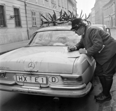 Magyarország, budai Vár, Budapest I., Úri utca a Nőegylet utca felé nézve. Balra a 39. számú ház, a MAVAD., 1975, Bojár Sándor, Budapest, Mercedes W111, rendszám, Fortepan #194774