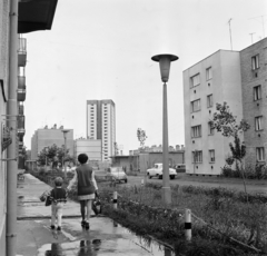 Magyarország, Szolnok, Bacsó Nándor (Karkecz Károly) utca, szemben a toronyház a Városmajor utca végénél áll., 1974, Bojár Sándor, Fortepan #194868