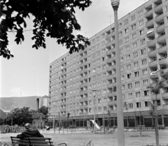 Magyarország, Óbuda, Budapest III., játszótér a Szőlő köznél, háttérben az 1-11. számú panelház., 1977, Bojár Sándor, Budapest, Fortepan #195290