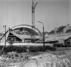 Magyarország, Budapest II., Árpád fejedelem útja, a Komjádi Uszoda építkezése., 1974, Bojár Sándor, Budapest, Fortepan #195333