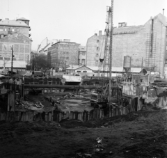 Magyarország, Budapest V., Kálvin tér a Múzeum körút felé nézve, az aluljáró építése idején., 1975, Bojár Sándor, Budapest, Fortepan #195365