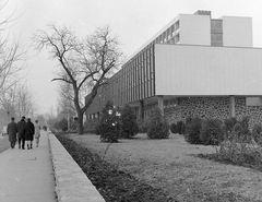 Hungary, Hajdúszoboszló, Mátyás király sétány 10. (Lenin utca), Orvosi rendelő, mögötte a SZOT Béke Gyógyüdülő., 1969, Fortepan, street view, genre painting, architecture, Fortepan #1955