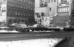 Magyarország, Budapest VIII., Kálvin tér, jobbra a tűzfal az Üllői út és a Baross utca között., 1982, Bojár Sándor, Budapest, mozi, tűzfal, Lehel-márka, totó, lottó, Fortepan #195511