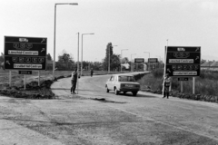 Magyarország, Budapest XV., az M3-as autópálya lehajtójának építése, háttérben a Szentmihályi út., 1978, Bojár Sándor, rendszám, Budapest, Fortepan #195624