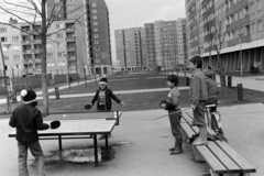 Magyarország, Budapest III., Békásmegyeri lakótelep, Medgyessy Ferenc utca, szemben a Juhász Gyula utca - Füst Milán - Dyűrű utca határolta terület panelházai., 1979, Bojár Sándor, Budapest, Fortepan #195718