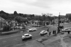 Magyarország, Budapest XI.,Budapest XII., bontási munkák a Budaörsi út - Hegyalja út - Alkotás utca találkozásánál., 1975, Bojár Sándor, Budapest, Fiat 850, Trabant 601, Peugeot 404, Fortepan #195749