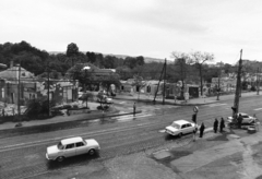 Magyarország, Budapest XI.,Budapest XII., bontási munkák a Budaörsi út - Hegyalja út - Alkotás utca találkozásánál., 1975, Bojár Sándor, Budapest, Skoda 100, VAZ 2101, Fortepan #195751