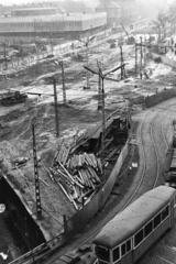 Magyarország, Budapest VIII.,Budapest IX., Nagyvárad tér az Üllői út felé nézve, az aluljáró és a metró építési teülete., 1975, Bojár Sándor, Budapest, Fortepan #195792