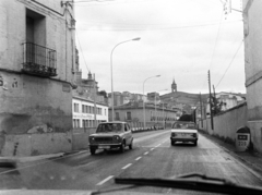 Spanyolország, Ateca, Paseo del Prado, szemben az óratorony., 1973, Bojár Sándor, Fiat 131, Fiat 127, Fortepan #195884