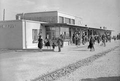 Hungary, untitled, Budapest XII., Gyermekvasút (Úttörővasút) végállomás., 1948, Gyöngyi, railway, train station, narrow-gauge railway, telegraph office, Children's railway, Budapest, Fortepan #1960