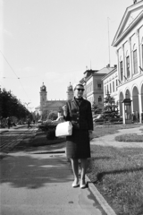 Magyarország, Debrecen, Piac utca (Vörös Hadsereg útja) a Városháza előtt a Kossuth tér felé nézve, háttérben a Református Nagytemplom., 1964, Szűcs Lóránd, Fortepan #196314