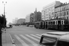 Lengyelország, Varsó, az ulica Marszalkowska az ulica Wilcza irányából nézve., 1964, Szűcs Lóránd, villamos, Fortepan #196358