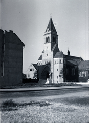 Magyarország, Budapest XI., Bocskai (Lenke) út, szemben a Magyari István (Biblia) utcában a Kelenföldi Evangélikus Egyházközség temploma., 1937, Martin Kornél, Budapest, templom, Fortepan #196793