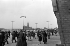 Magyarország, Népstadion, Budapest XIV., Magyarország - Anglia (7:1) válogatott labdarúgó-mérkőzés 1954. május 23-án., 1954, Martin Kornél, Budapest, templom, közönség, utcai lámpa, Fortepan #196896