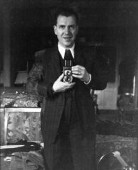 1954, Keveházi János, portrait, camera, man, photography, self-portrait, mirror, Fortepan #197043