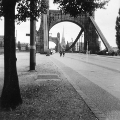 Lengyelország, Wroclaw, Grunwaldzki híd., 1943, Wein Sarolta, híd, függőhíd, Richard Plüddemann-terv, Fortepan #19709