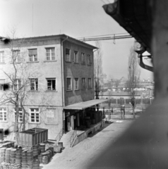 Magyarország, Budapest X., Maglódi út 6., Növényolaj és Szappangyár., 1955, Keveházi János, képarány: négyzetes, modern építészet, lapostető, hordó, Budapest, Fortepan #197216