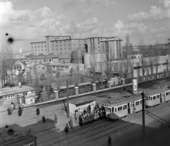 Magyarország, Budapest X., Maglódi út 6., Növényolaj és Szappangyár., 1955, Keveházi János, Budapest, látkép, tömeg, villamos, gyártelep, Fortepan #197282