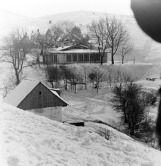 Magyarország, Nagykovácsi, Nagy-Szénás, menedékház., 1955, Keveházi János, képarány: négyzetes, havas táj, Fortepan #197354