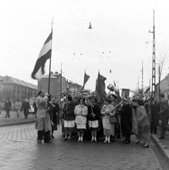 Magyarország, Budapest XIV., a Hungária körút a Jurisich Miklós utcánál, május 1-i felvonulás résztvevői., 1956, Keveházi János, Budapest, képarány: négyzetes, Fortepan #197380