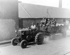 1957, Keveházi János, tractor, trailer, Fortepan #197449