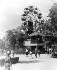 Hungary, Budapest XIV., óriáskerék., 1957, Keveházi János, Budapest, Ferris wheel, Fortepan #197559