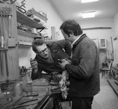 Hungary, 1978, Fortepan, smoking, humour, workshop, Fortepan #19772