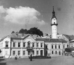 Magyarország, Veszprém, Óváros (Vörös Hadsereg) tér, Tűztorony., 1958, Keveházi János, kváderkő, középület, képarány: négyzetes, műemlék, Fortepan #197743