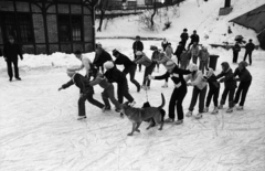 Magyarország, Budapest XII., Zugliget, jégpálya a megszűnt villamos-végállomás megmaradt épülete mellett., 1986, Szalay Zoltán, Budapest, Fortepan #198007