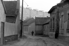 Magyarország, Debrecen, Fonatos utca a Nyíl utca felől a Kút utca felé nézve, háttérben a Csapó utcai panelsorház., 1974, Szalay Zoltán, Fortepan #198892