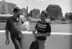 Magyarország, Budapest V.,Budapest VIII.,Budapest IX., Kálvin tér, az aluljáró építése idején, jobbra a háttérben a Ráday utca torkolata., 1975, Szalay Zoltán, Budapest, Fortepan #198946