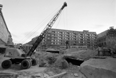 Hungary, Budapest VIII.,Budapest IX., Üllői út – Nagykörút kereszteződés, az aluljáró építkezése, balra szemben a Ferenc körút., 1971, Szalay Zoltán, Budapest, Fortepan #198997