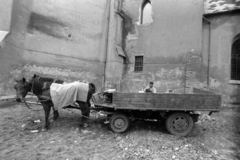 Hungary, Szeged, Mátyás király tér, háttérben az Alsóvárosi templom., 1976, Szalay Zoltán, church, Horse-drawn carriage, Fortepan #199112