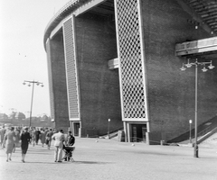 Hungary, Népstadion, Budapest XIV., 1955, Gyöngyi, lamp post, Budapest, Károly Dávid-design, Fortepan #1994