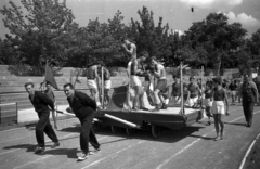 Hungary, People's Park, Budapest X., Építők pálya., 1955, Bauer Sándor, march, sportsperson, Budapest, ad truck, Best of, Fortepan #199537