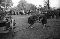 1954, Bauer Sándor, tűzoltó, tűzoltó fecskendő, karszalag, Fortepan #199599