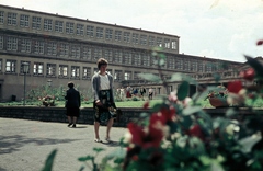 Németország, Lipcse, Jahnallee (Friedrich-Ludwig-Jahn-Allee) 59, a Deutsche Hochschule für Körperkultur (Német Föiskola a Testkultúráért) sportcsarnoka., 1960, Bernhardt, színes, NDK, Fortepan #199730