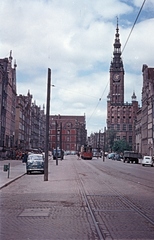 Lengyelország, Gdańsk, Hosszú Piac (Dlugi Targ), jobbra a Városháza., 1959, Bernhardt, utcakép, színes, toronyóra, Fortepan #199739