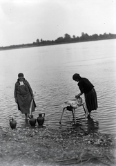 1929, Privát Fotó és Film Archívum-Höfler Tibor gyűjtemény, nők, víztükör, munka, mosás, vízpart, korsó, Fortepan #20012