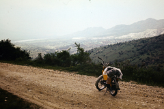 1976, Fekete Mihály, motorized bicycle, country code sign, Fortepan #200542