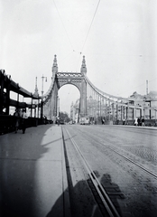 Hungary, Budapest V., az Erzsébet híd a pesti hídfő felé nézve., 1937, Gara Andor, Budapest, Fortepan #201112