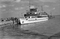 Magyarország,Balaton, Tihany, kikötő, 1960, Handa család, hajó, hajóállomás, Beloiannisz hajó, Fortepan #201521