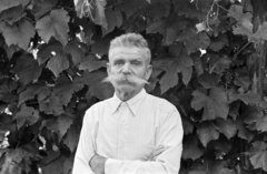 1955, Handa család, portrait, moustache, arms crossed over the chest, Fortepan #201528